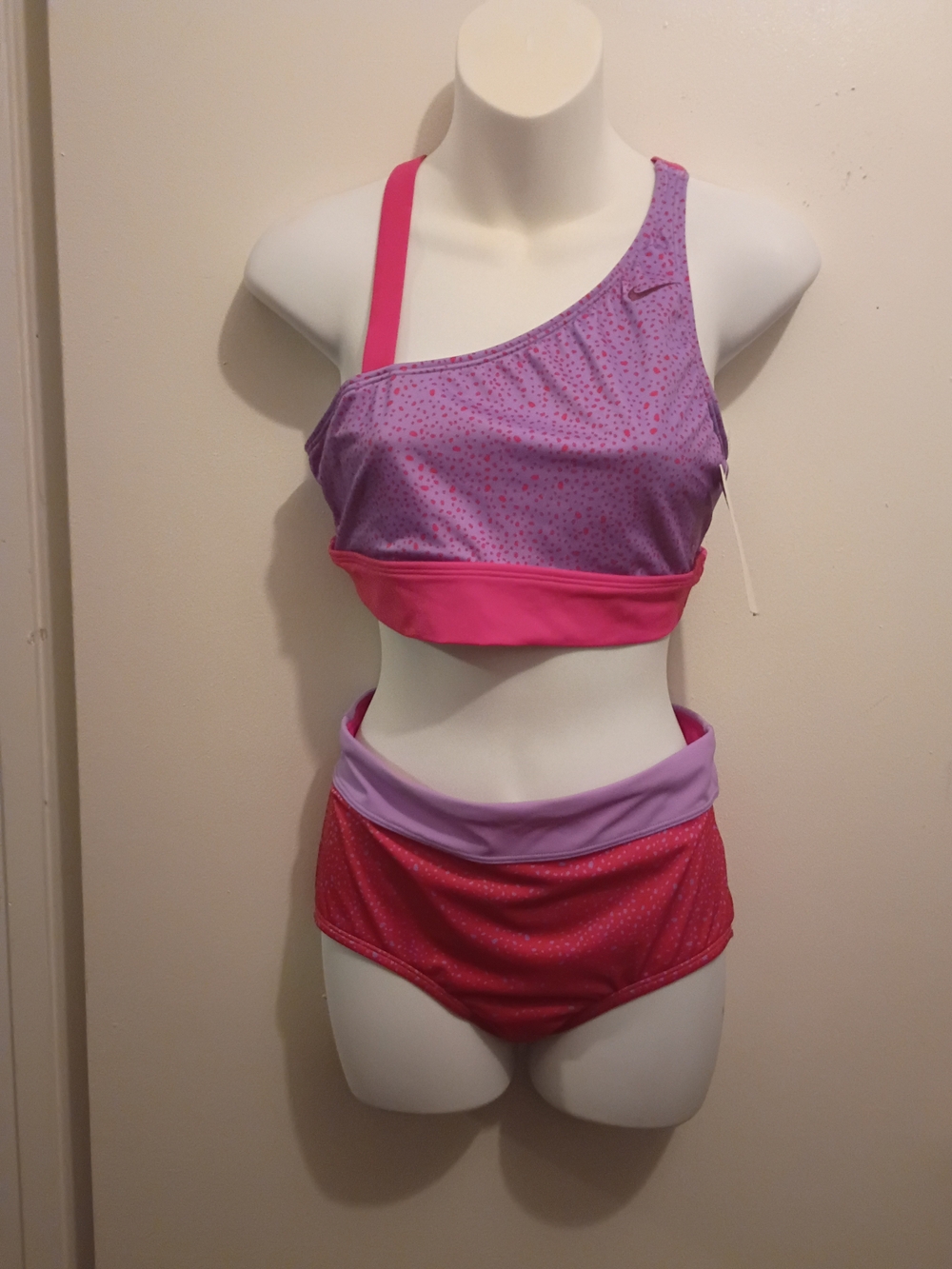 Nike Pink & Lavender One-Shoulder Athletic Bikini